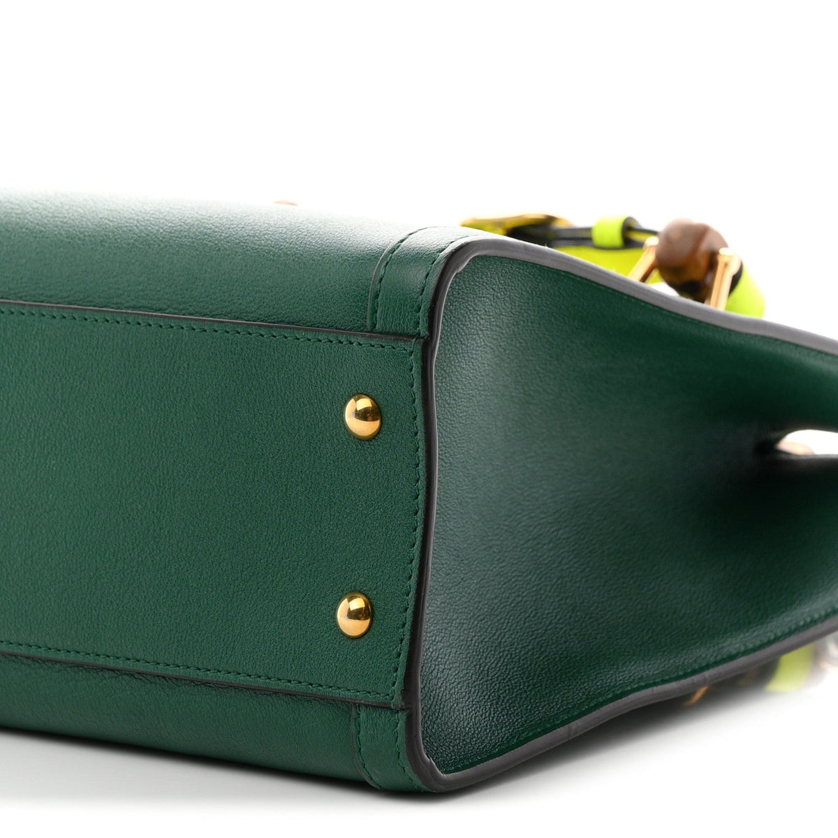 Wonka Grain Calfskin Small Diana Tote Bag Green Yellow Fluo