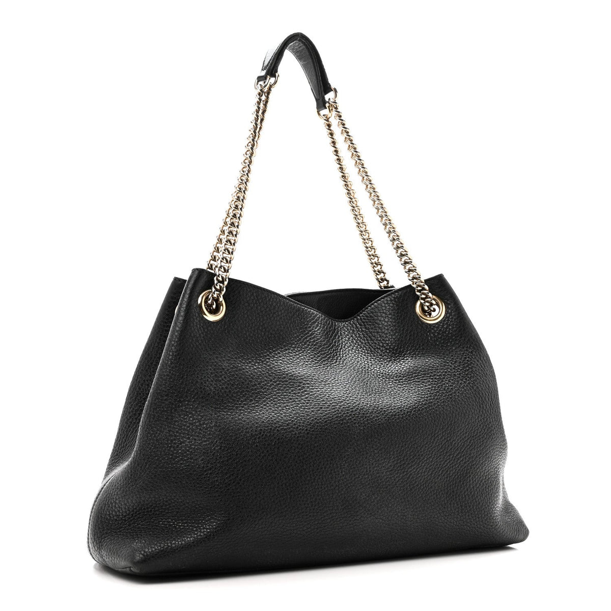 Pebbled Calfskin Medium Soho Chain Shoulder Bag Black
