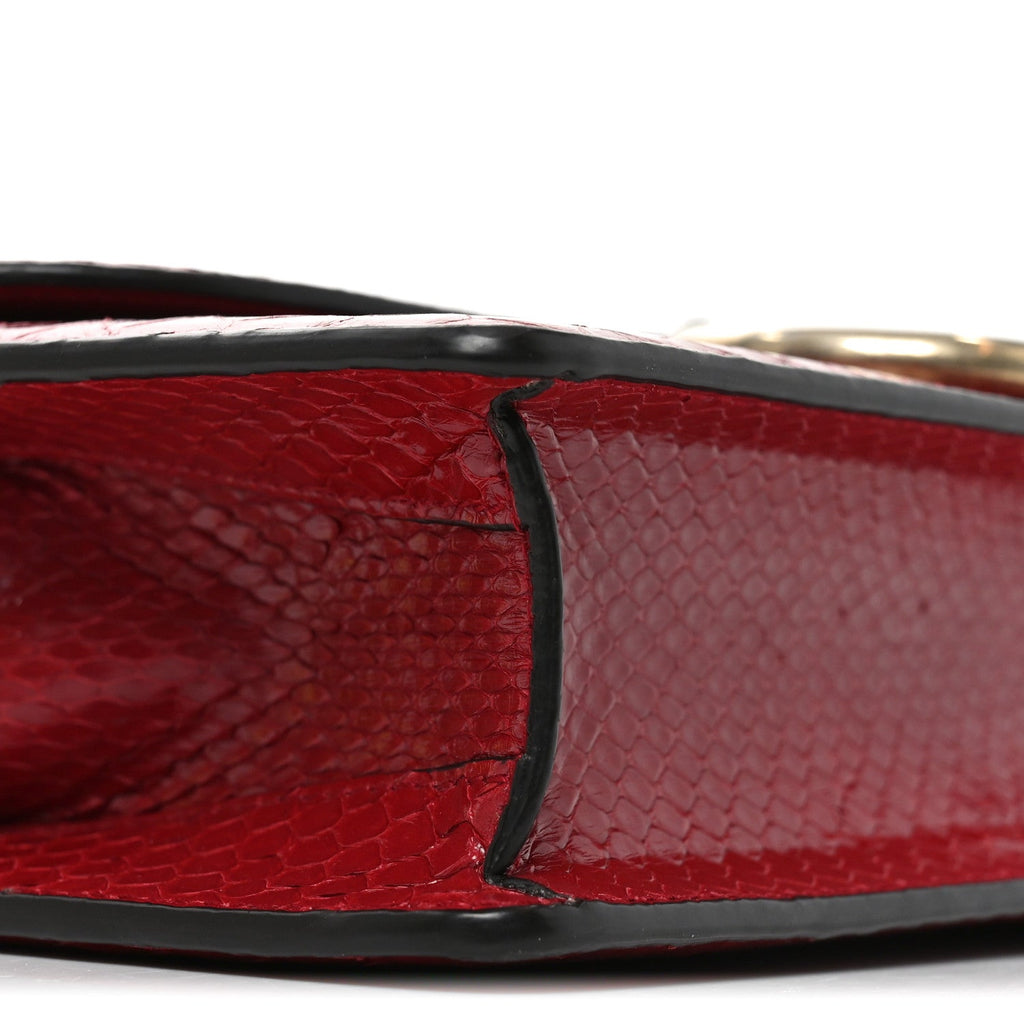Snakeskin Small Torchon GG Ring Shoulder Bag Red
