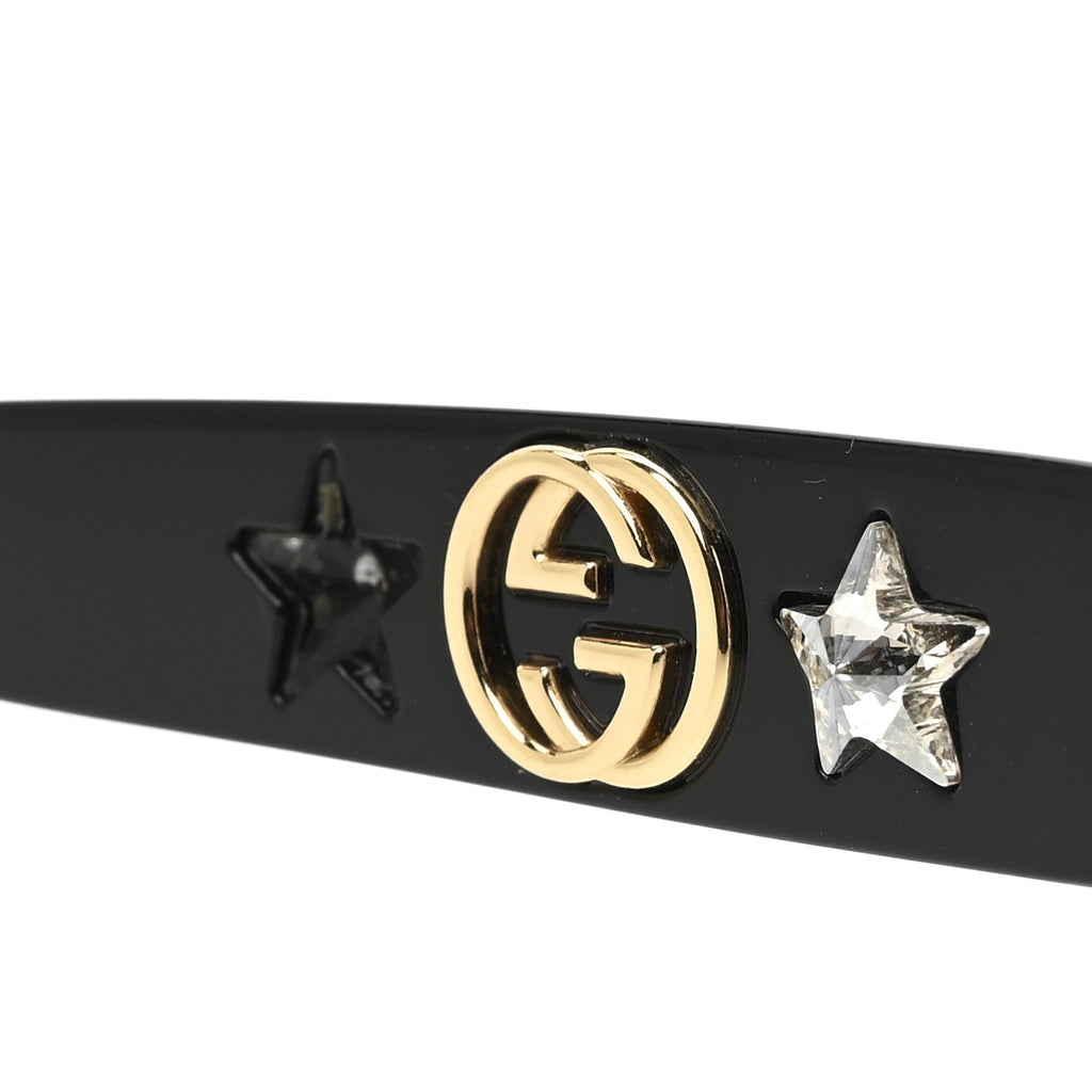 Acetate Crystal Star Round Frame Sunglasses GG0208S Black Black