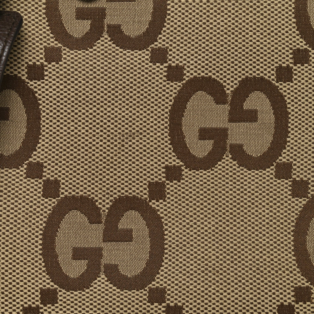 Monogram Jumbo GG Textured Dollar Calfskin Web Small Tote Bag Camel Ebony New Acero