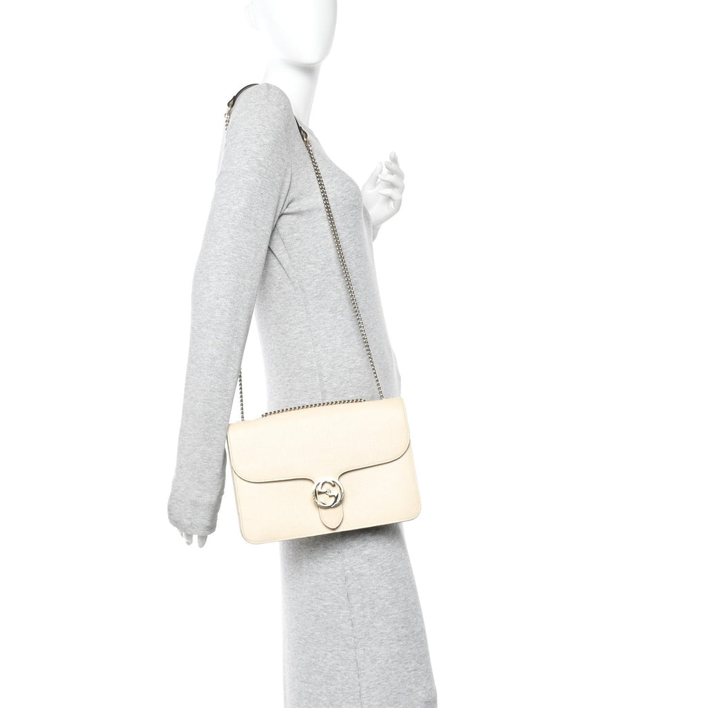 Dollar Calfskin Interlocking G Shoulder Bag Ivoire