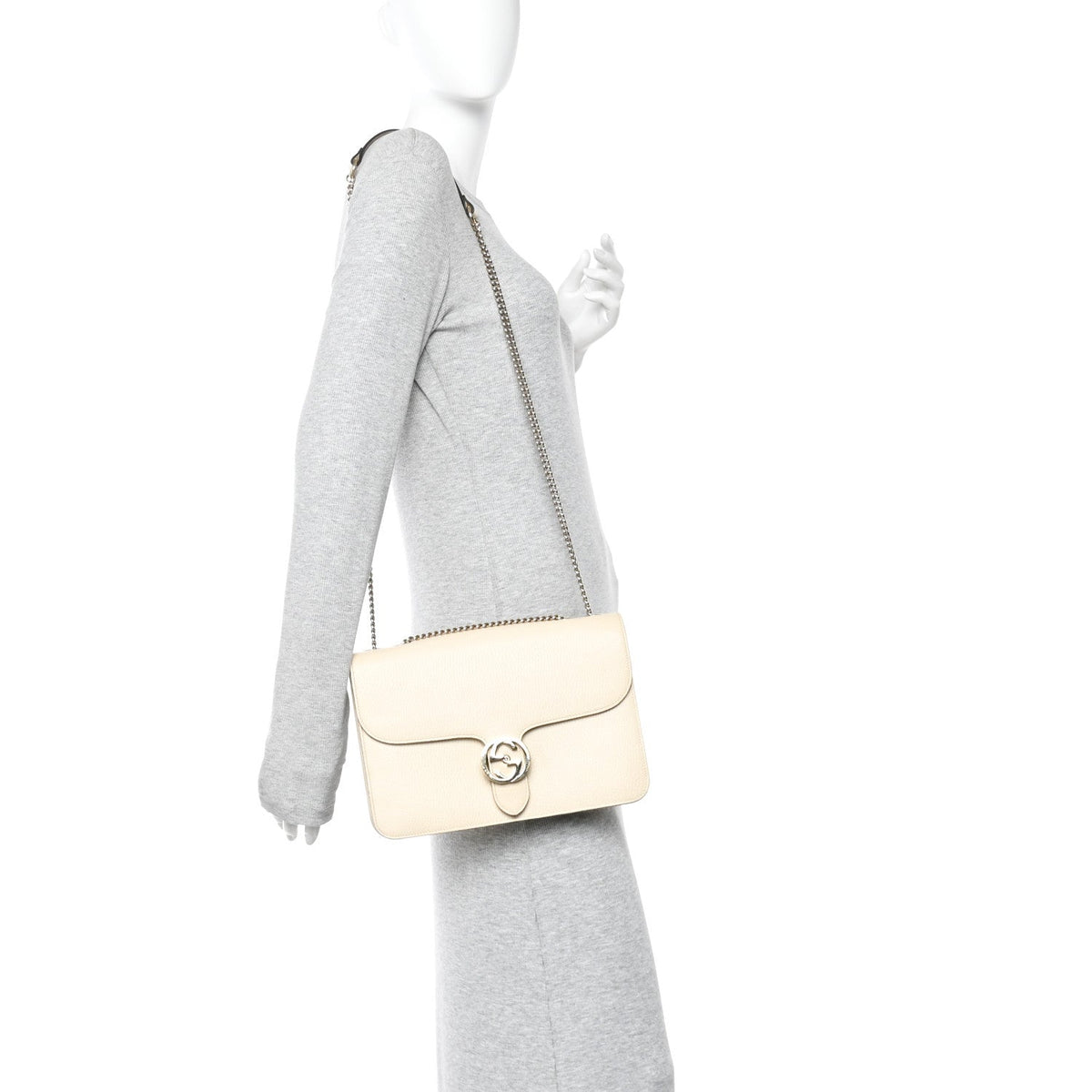 Dollar Calfskin Interlocking G Shoulder Bag Ivoire