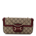 GG Supreme Monogram Azalea Calfskin Horsebit 1955 Mini Bag Beige Ebony Rosso Ancora