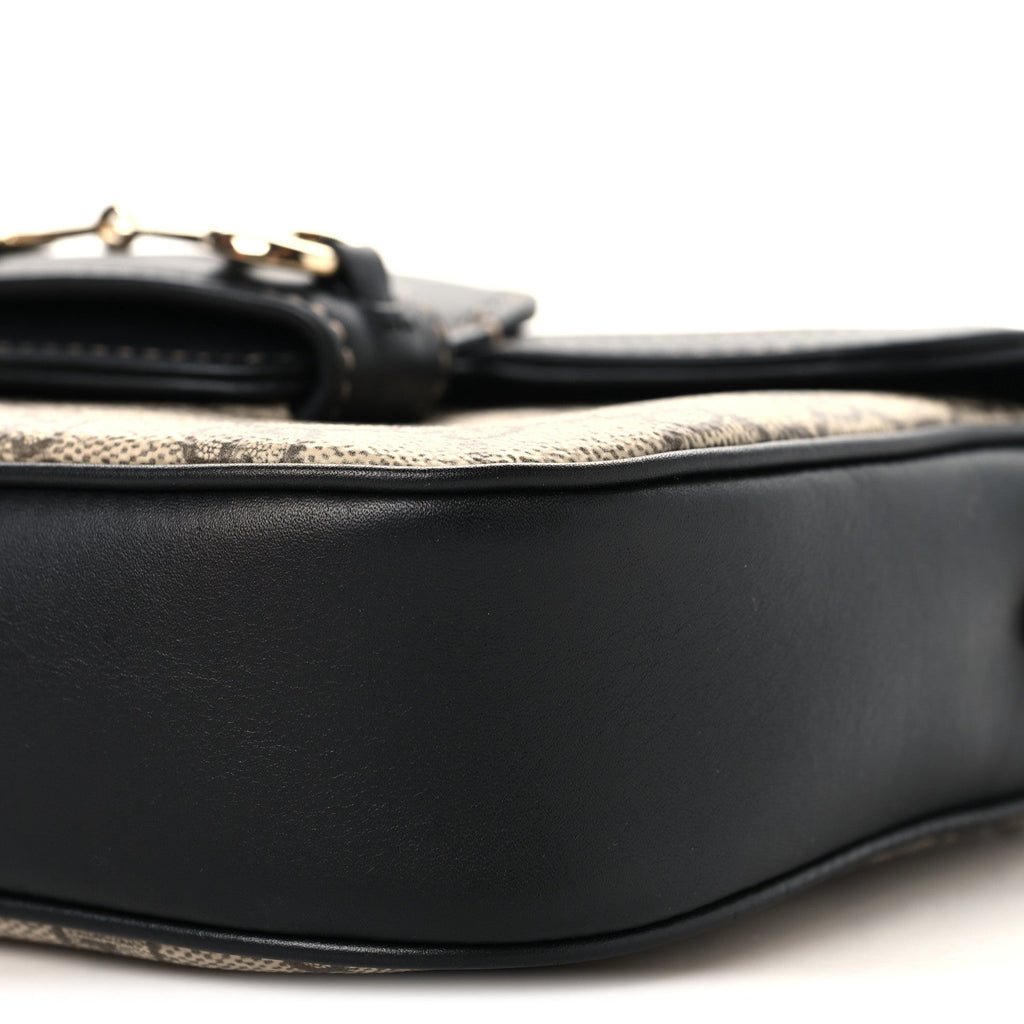 GG Supreme Monogram Horsebit 1955 Soft Small Shoulder Bag Beige Black