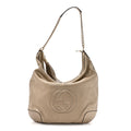 Metallic Pebbled Calfskin Medium Soho Chain Hobo Golden Beige