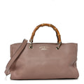 Pebbled Calfskin Medium Bamboo Shopper Tote Dark Cipria