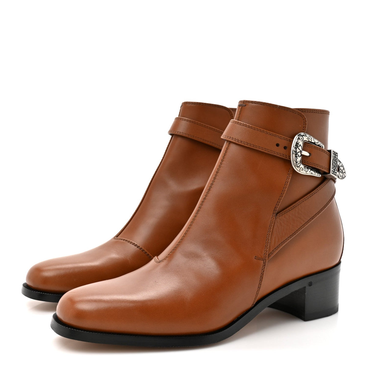 Calfskin Jakarta Buckle Boots 9 Cuir