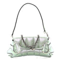 Iridescent Nappa Vertical Matelasse Small Maxi Horsebit Chain Shoulder Bag Iridescent Salvy Green