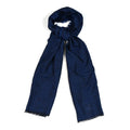 Wool Silk Monogram Jumbo GG Fringe Scarf Navy Blue Navy Blue