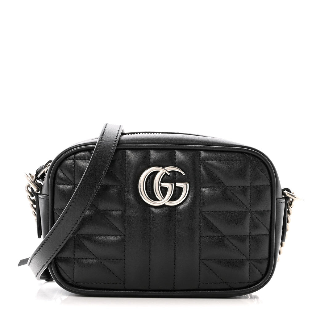Calfskin Matelasse Aria GG Marmont Chain Shoulder Bag Black