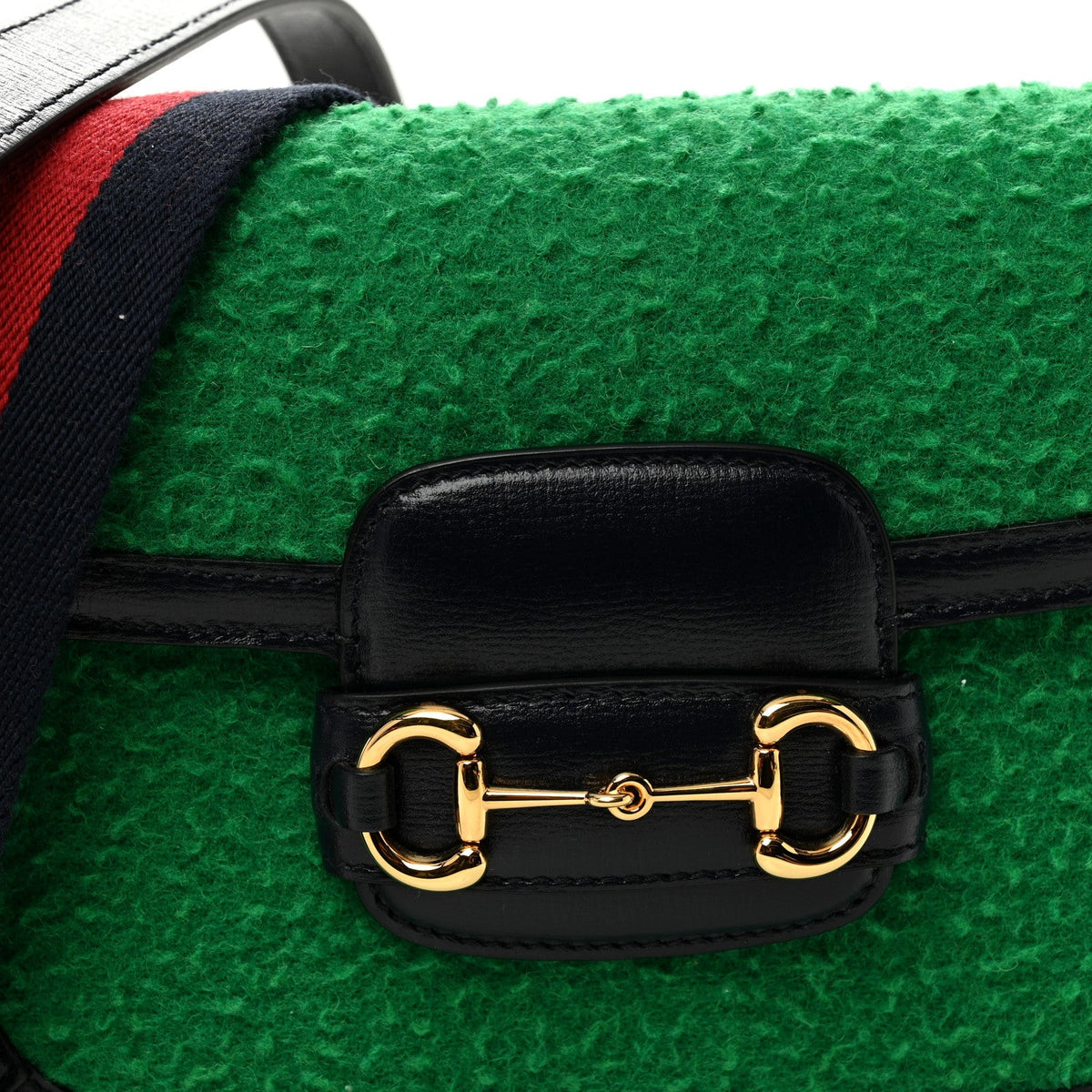 Casy Wool Azalea Calfskin Mini Horsebit 1955 Shoulder Bag Deep Emerald Blue