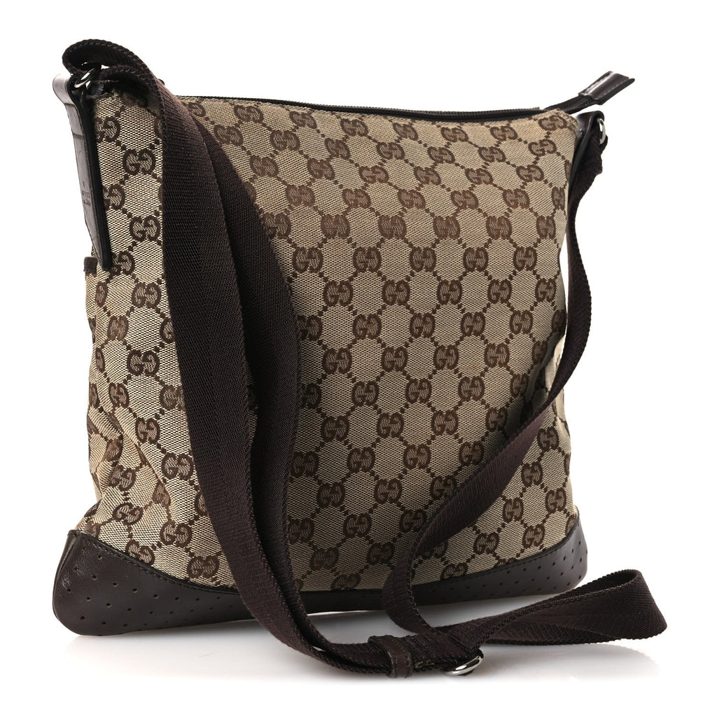 Monogram Calfskin Perforated Medium Flat Messenger Bag Dark Brown