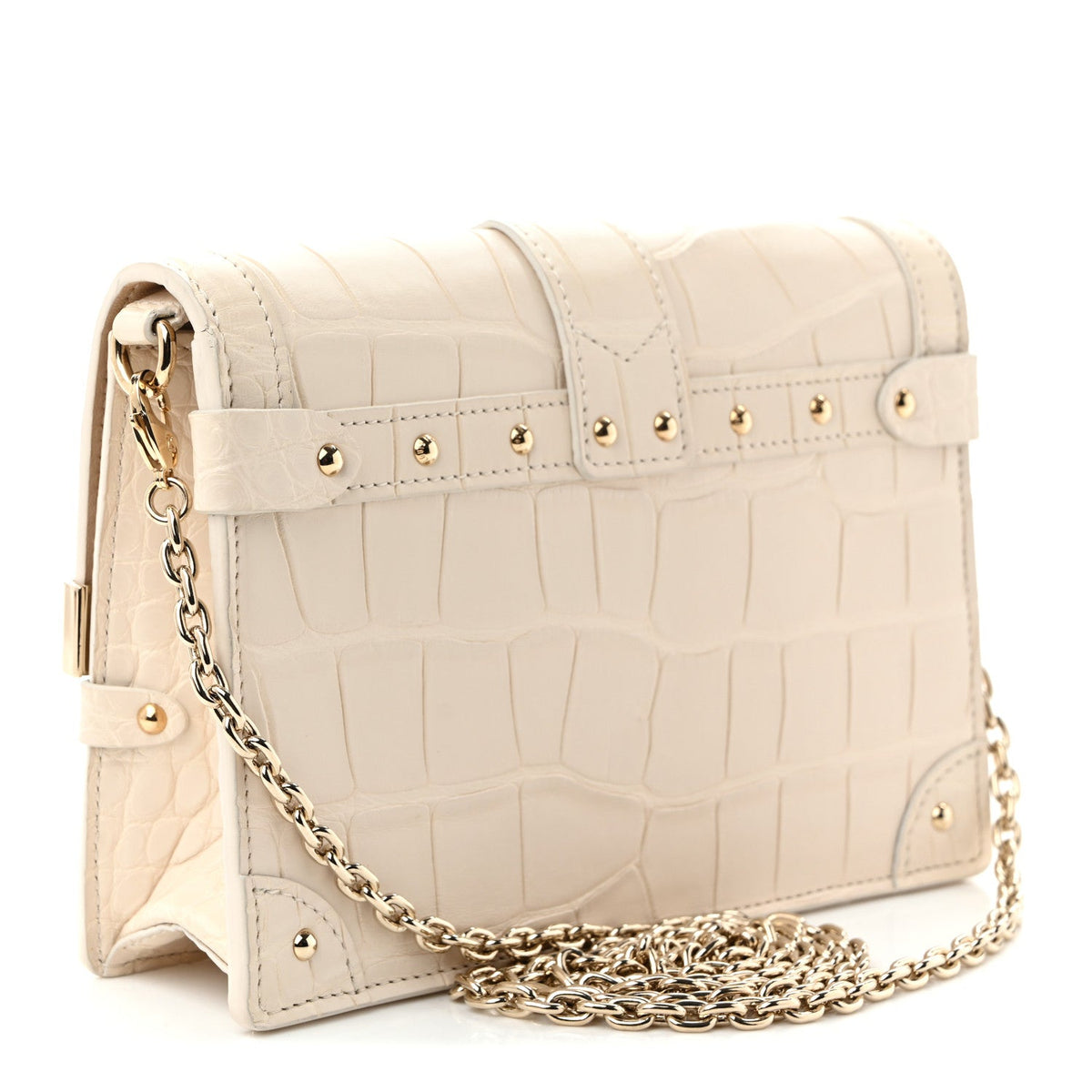 Alligator Trunk Chain Wallet Latte