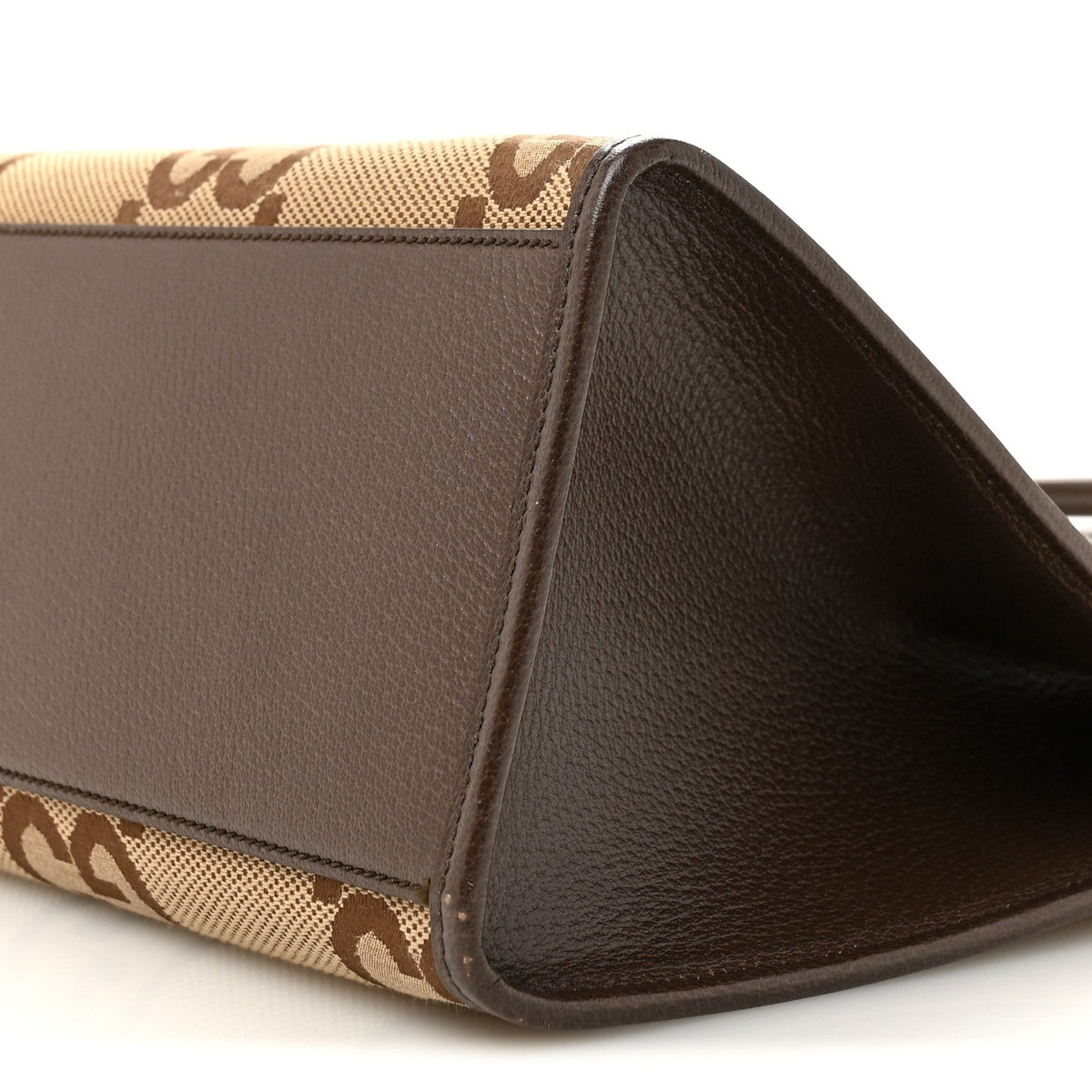 Monogram Jumbo GG Textured Dollar Calfskin Web Tote Bag Camel Ebony New Acero