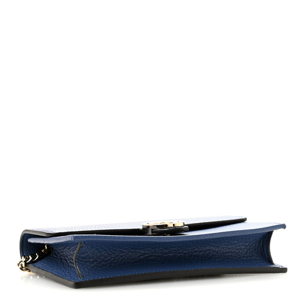 Dollar Calfskin Interlocking G Chain Wallet Caspian