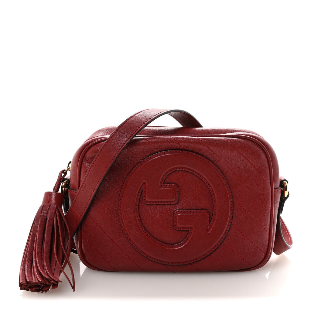 Sakai Be Green Calfskin Diagonal Stitched Small Blondie Shoulder Bag Rosso