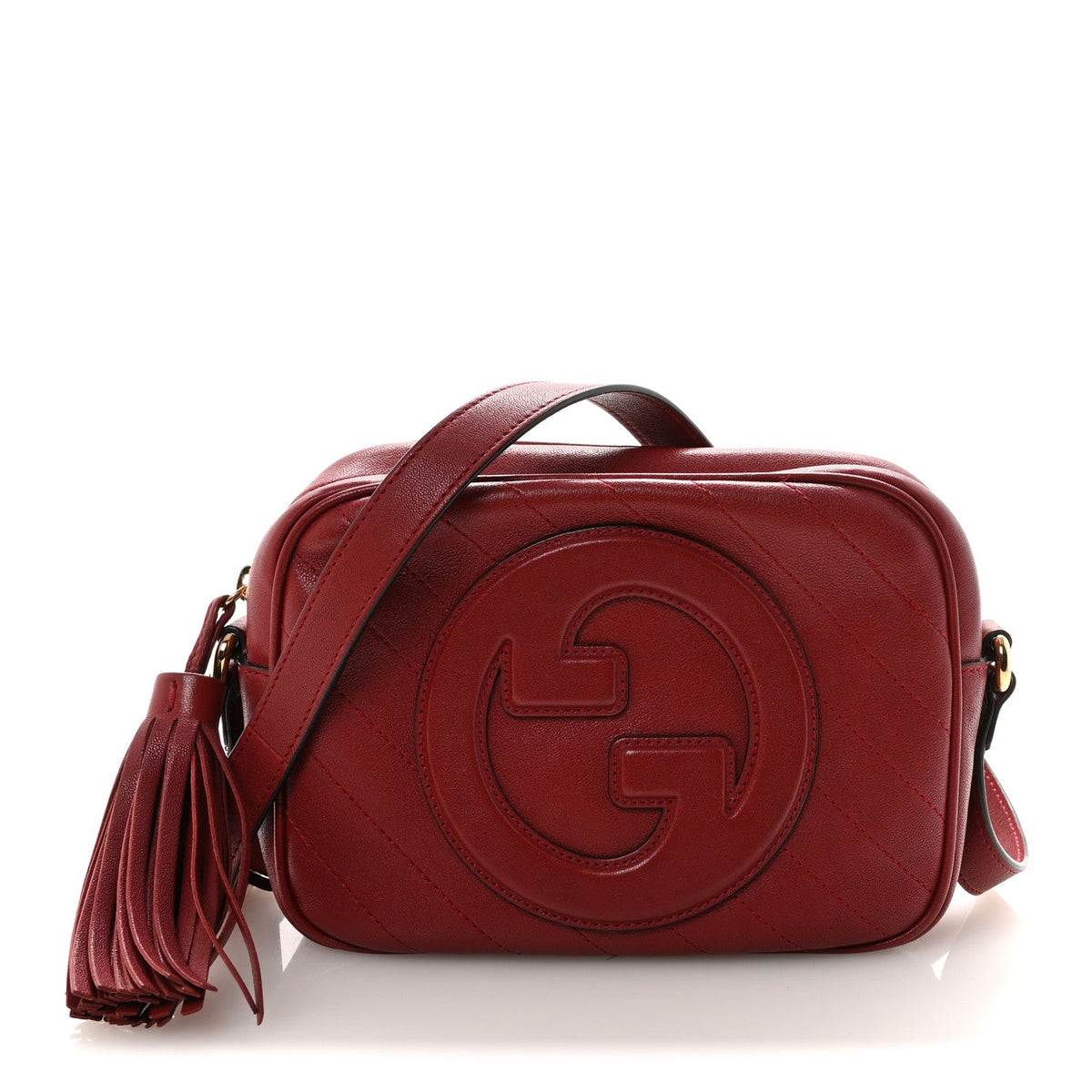 Sakai Be Green Calfskin Diagonal Stitched Small Blondie Shoulder Bag Rosso