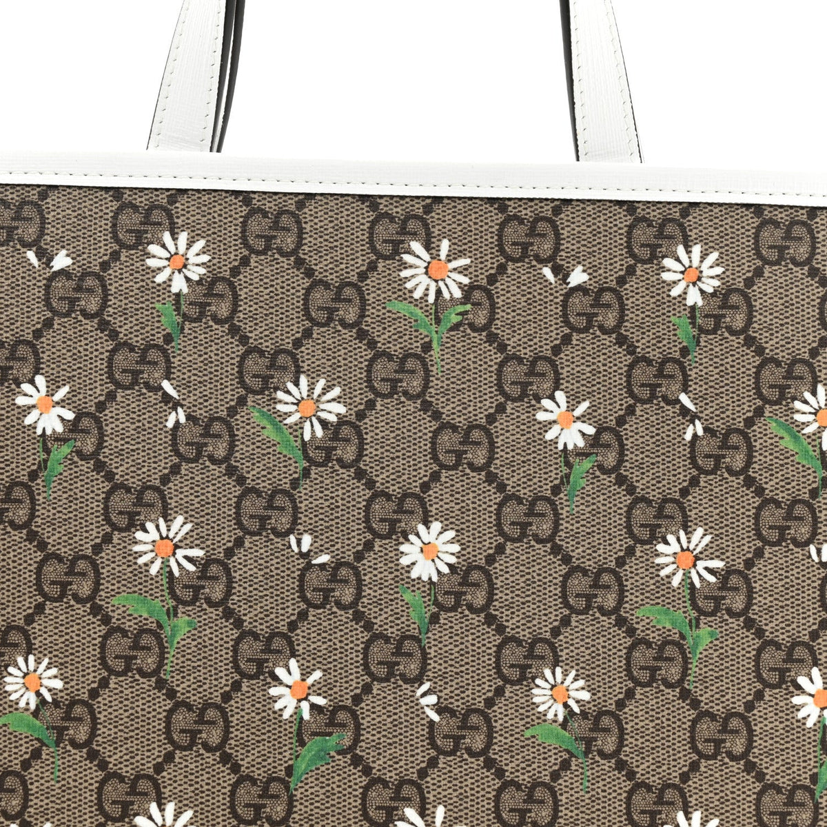 GG Supreme Monogram Daisies Childrens Tote Beige Ebony Great White