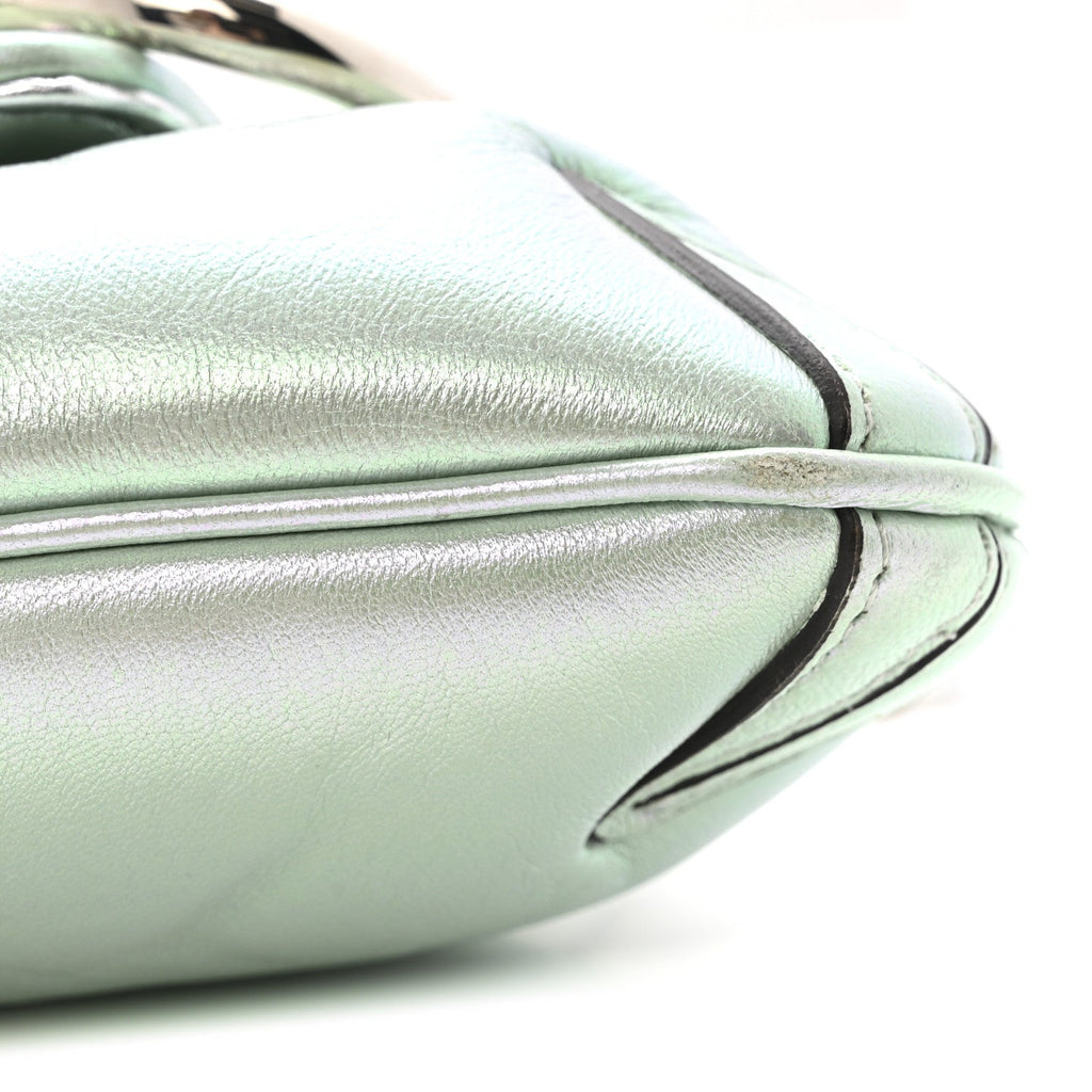 Iridescent Nappa Vertical Matelasse Small Maxi Horsebit Chain Shoulder Bag Iridescent Salvy Green