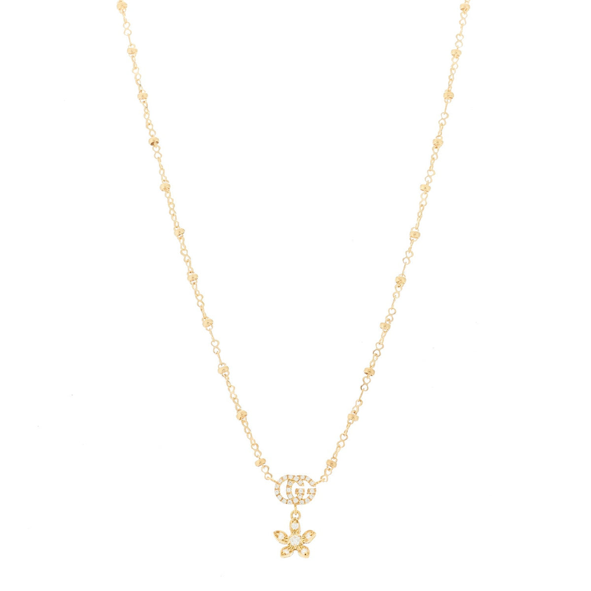 18K Yellow Gold Diamond Flora Necklace