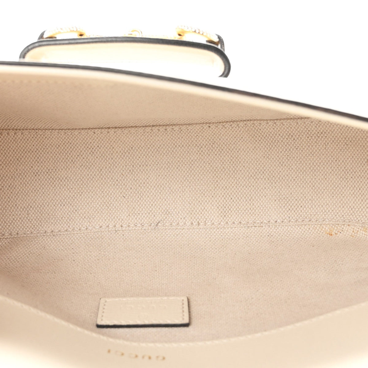 Azalea Calfskin Crystal Small Horsebit 1955 Chain Shoulder Bag White