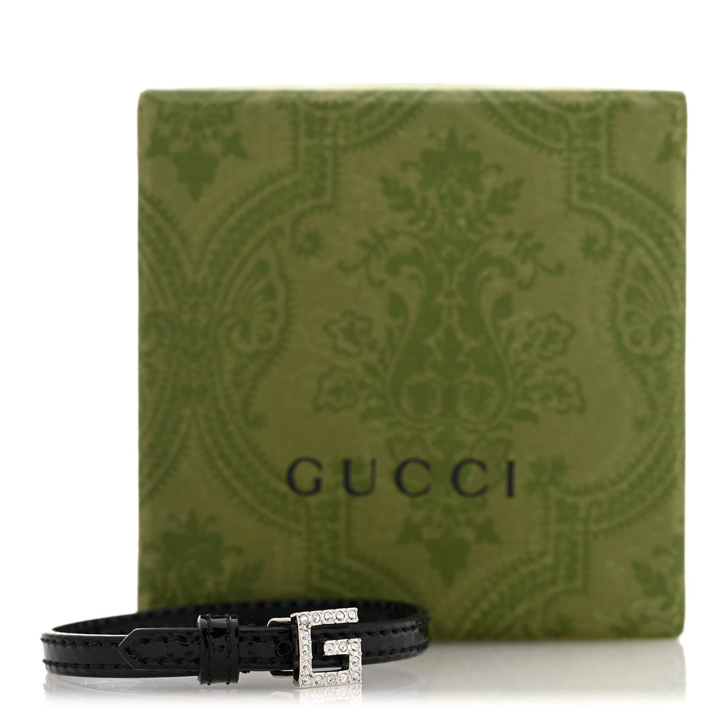 Patent Crystal G Buckle Bracelet S Black