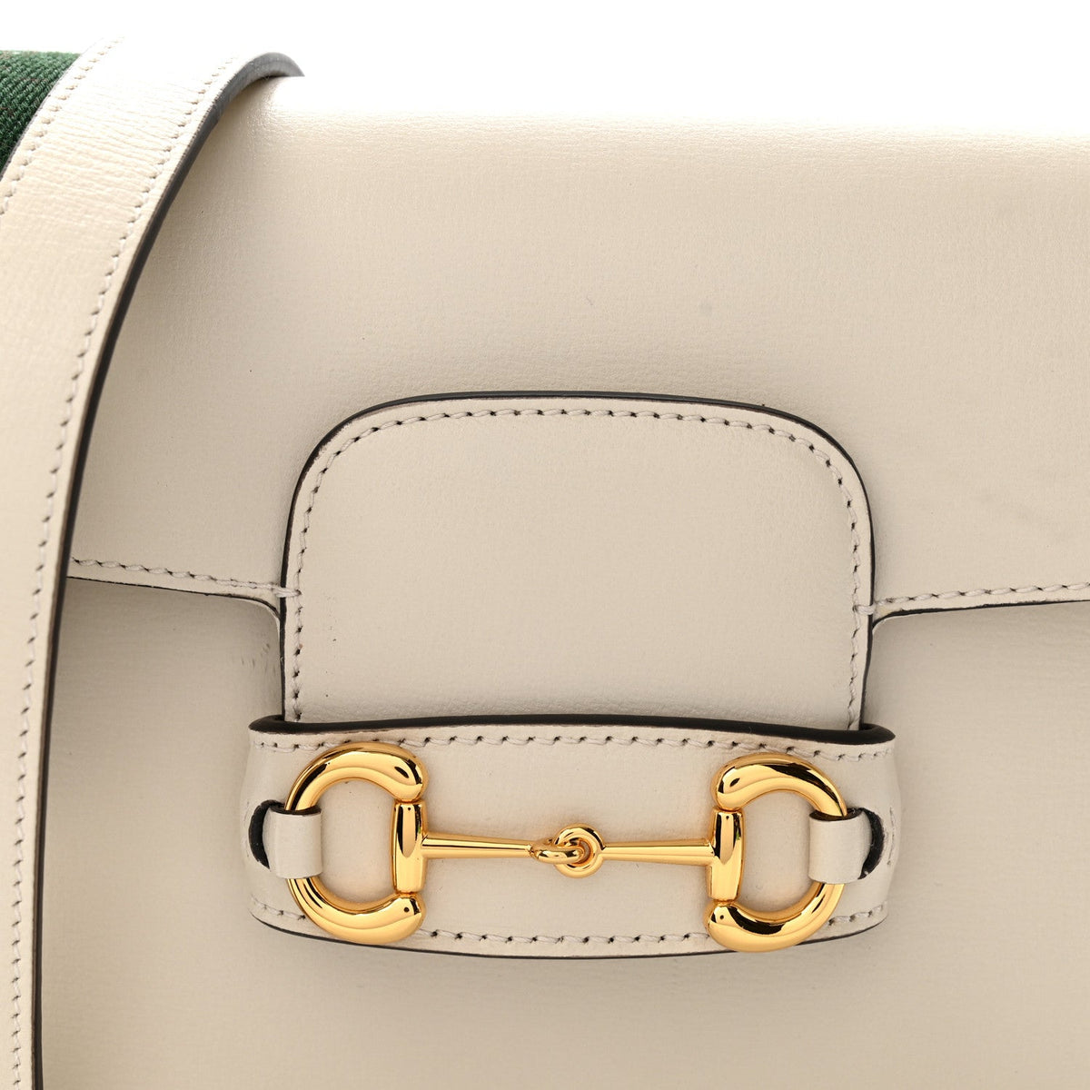 Azalea Calfskin Web Mini Horsebit 1955 Shoulder Bag Mystic White