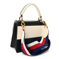 Calfskin Sylvie Web Small Queen Margaret Top Handle Bag Black White