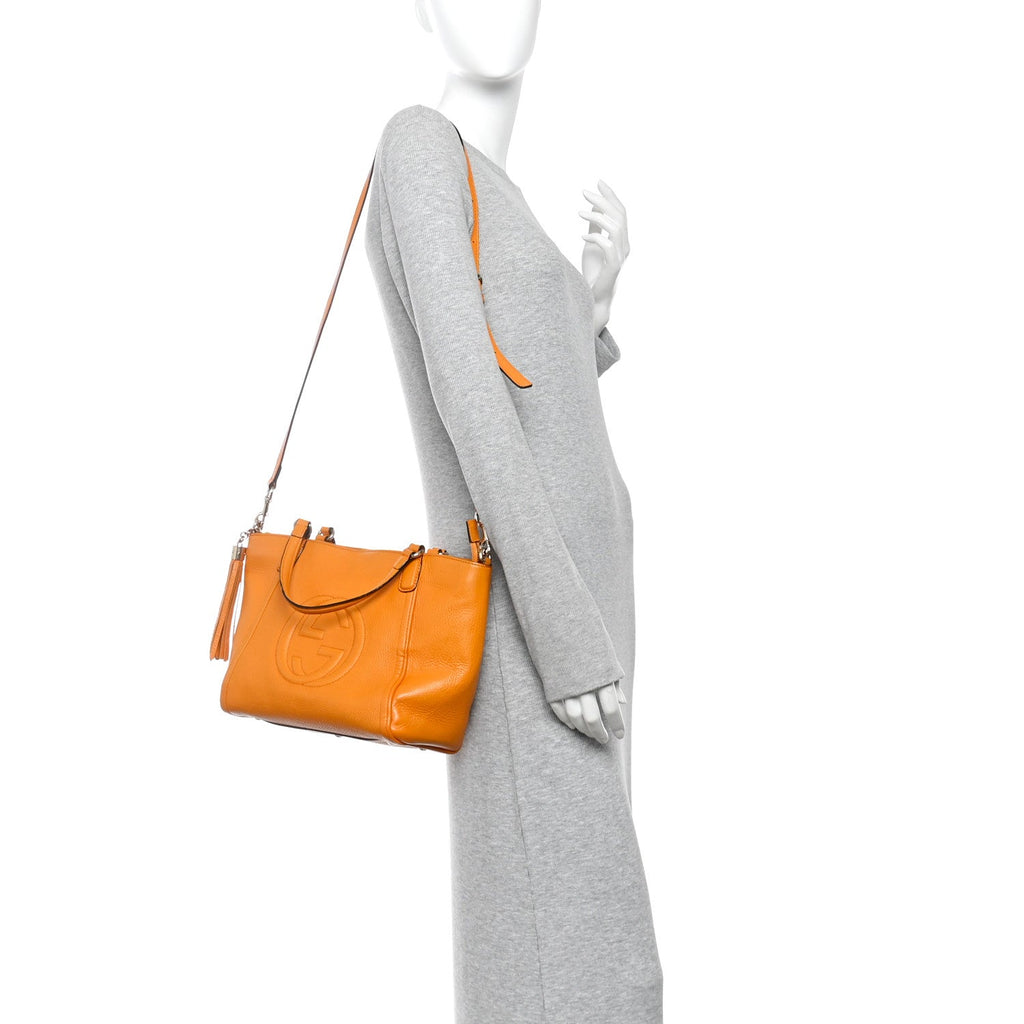 Pebbled Calfskin Small Soho Top Handle Bag Curcuma