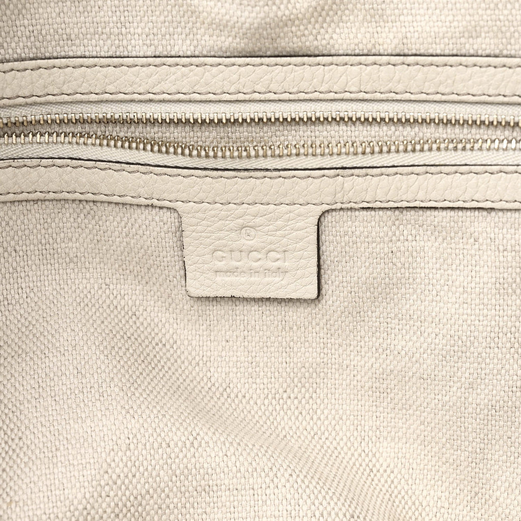 Pebbled Calfskin Large Soho Shoulder Bag Off White