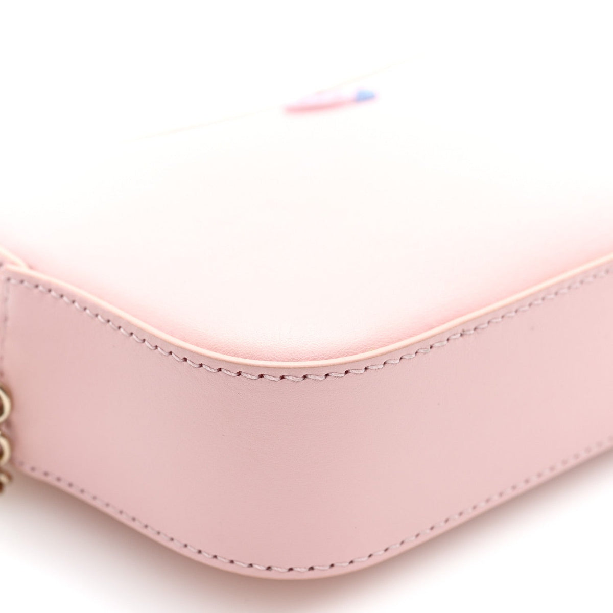 Dollar Calfskin Enamel Super Mini GG Marmont Chain Shoulder Bag  Light Pink Blue