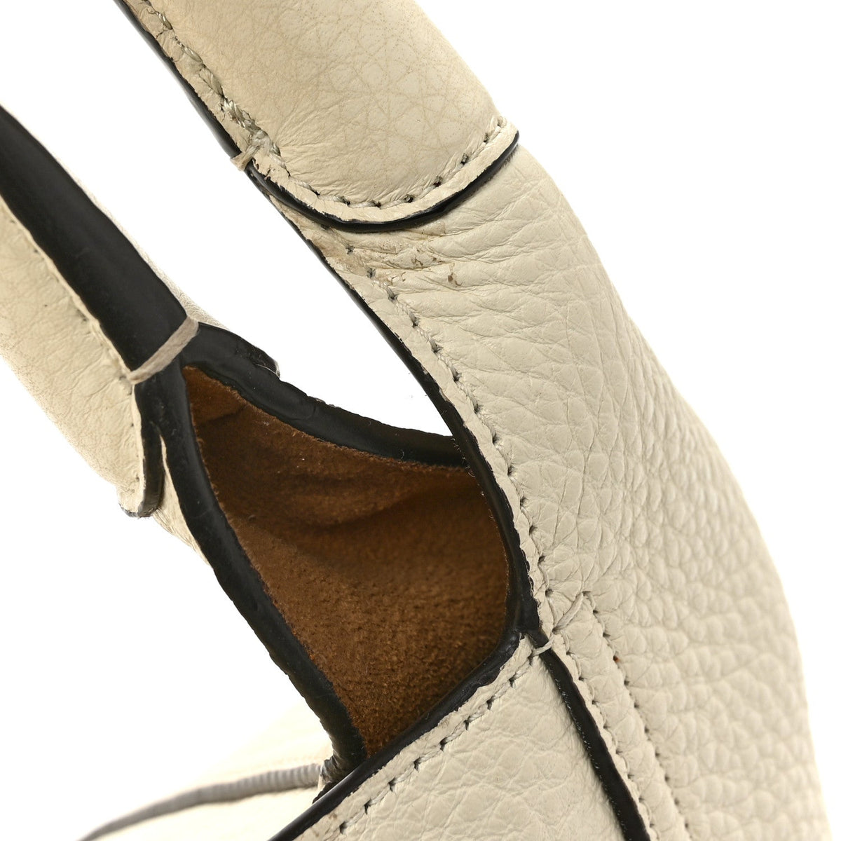 Grained Calfskin Softbit Medium Shoulder Bag White