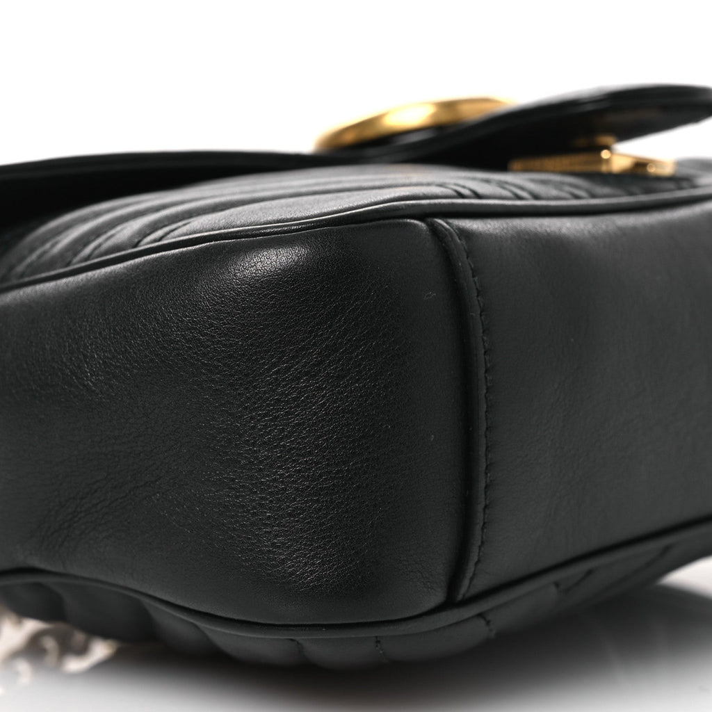 Calfskin Matelasse Small GG Marmont Shoulder Bag Black