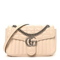 Calfskin Matelasse Aria Small GG Marmont Shoulder Bag Mystic White