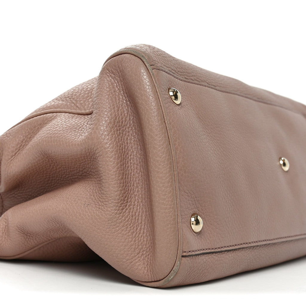 Pebbled Calfskin Medium Bamboo Shopper Tote Dark Cipria