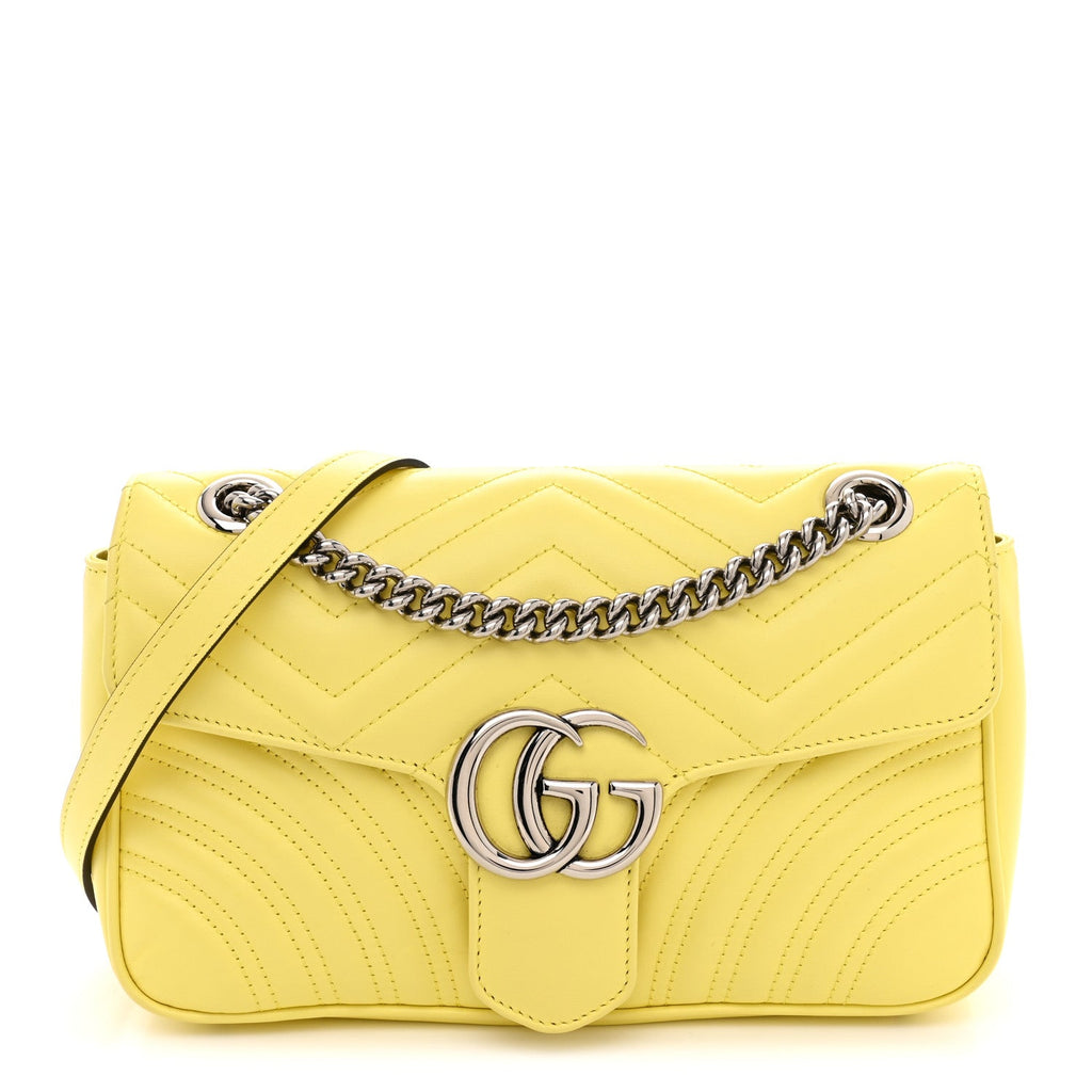 Calfskin Matelasse Small GG Marmont Shoulder Bag Banana