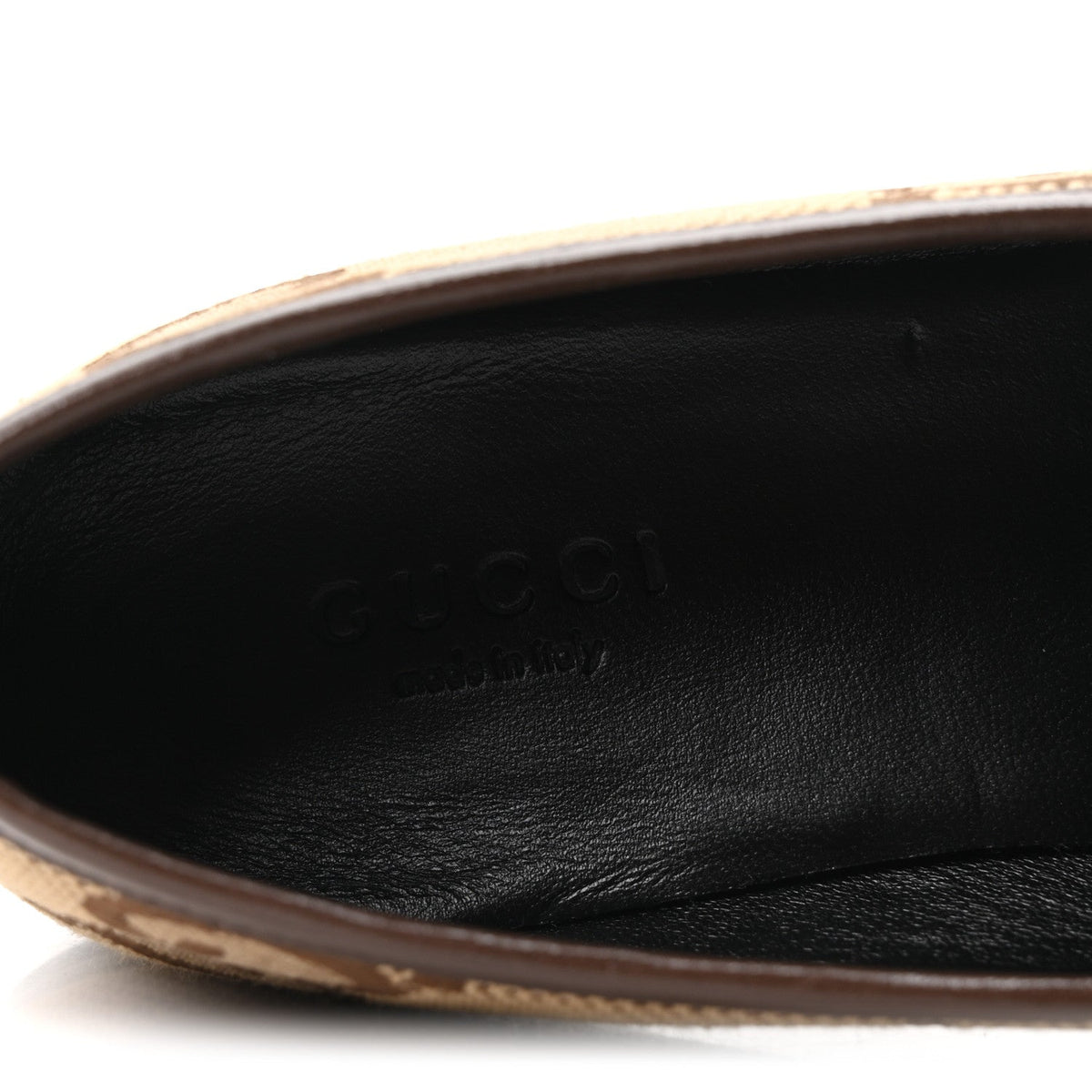 Monogram Jumbo GG Malaga Kid Horsebit Womens Jordaan Loafers 35.5 Beige Ebony New Acero