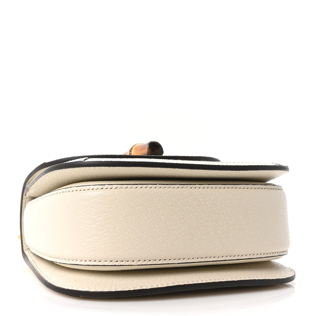 Monogram Jumbo GG Textured Dollar Calfskin Web Mini Bamboo 1947 Top Handle Bag Off White