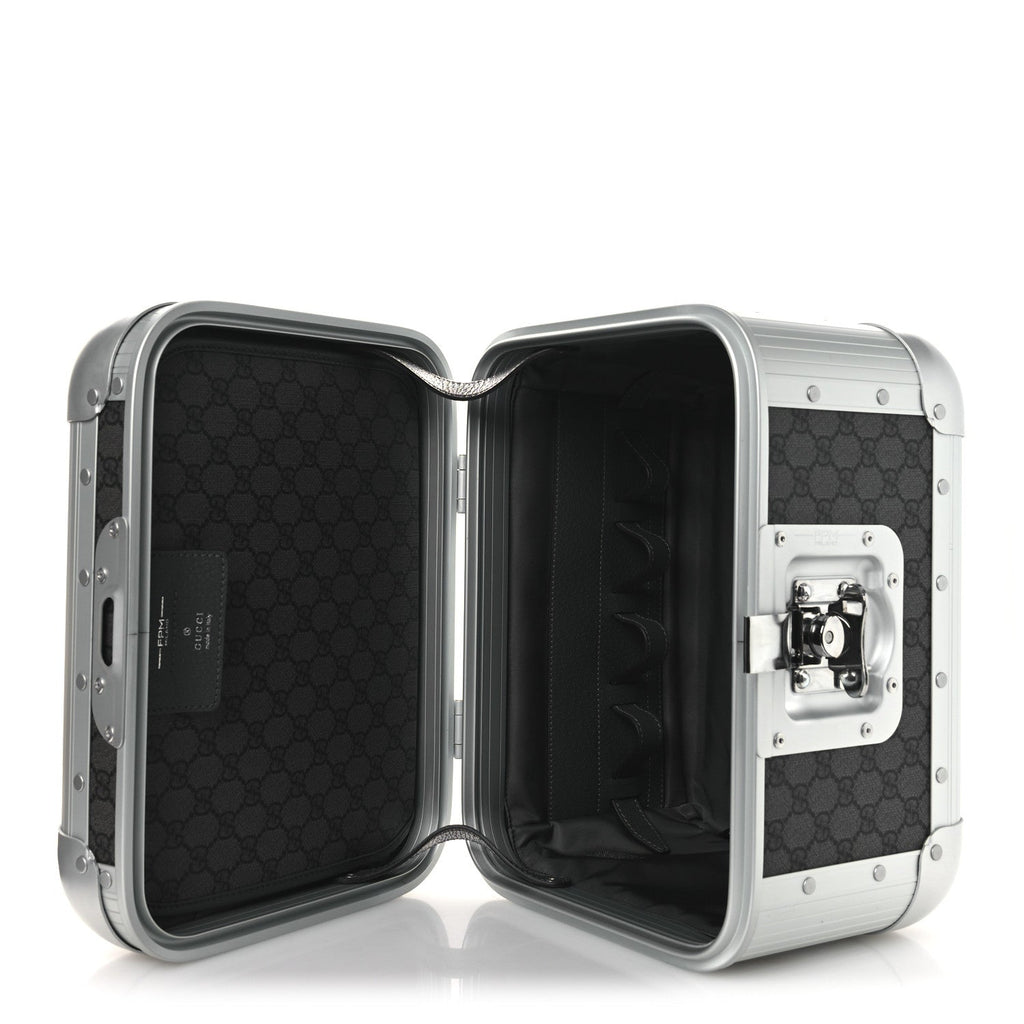 GG Supreme Monogram Aluminum Porter Beauty Case Silver