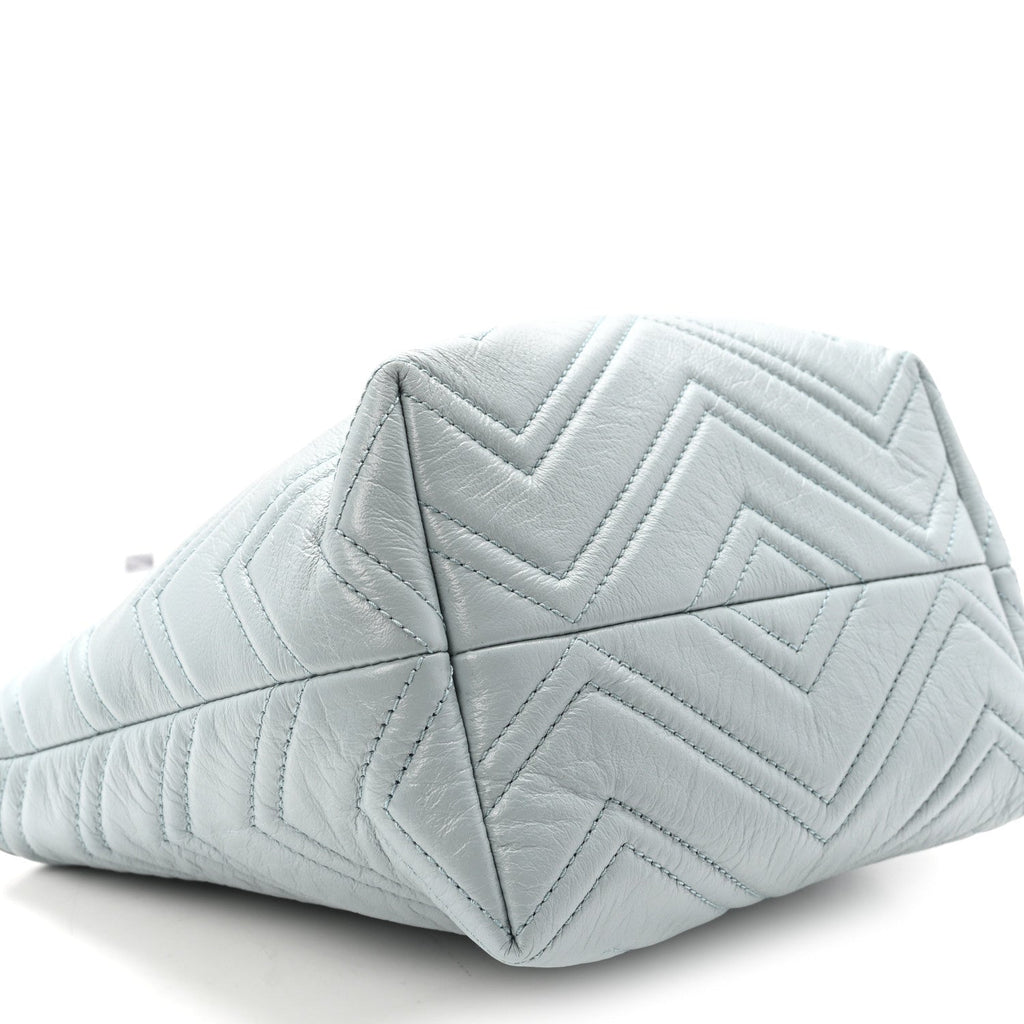 Nappa Chevron Matelasse Small GG Marmont Tote Bag Icy Blue