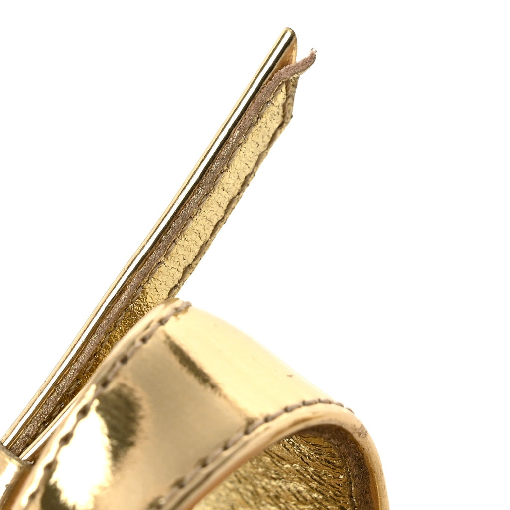 Metallic Nappa Horsebit Cross Strap 95mm Sandals 36.5 Gold