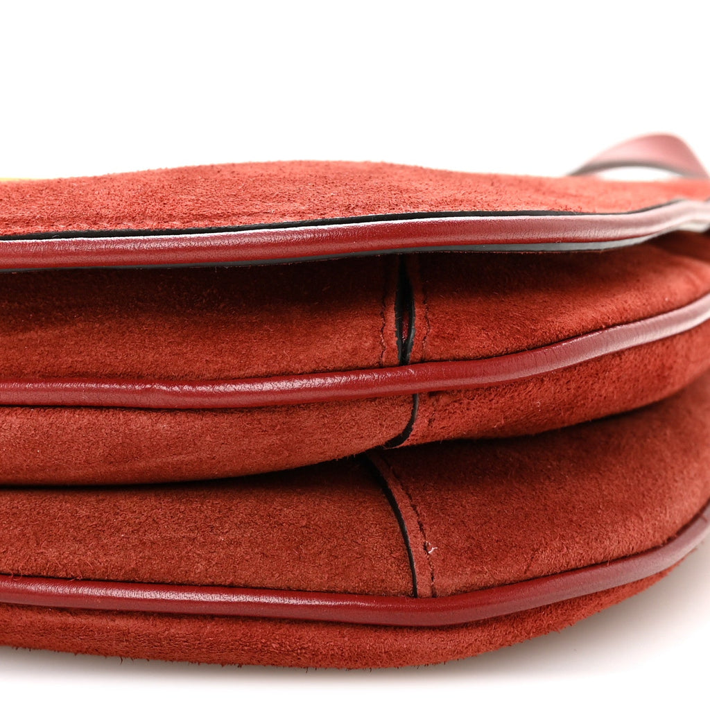 Suede Talco Roxy Calfskin Web Medium Blondie Shoulder Flap Bag Blondie Red