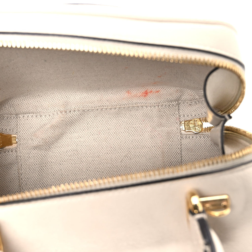 Sakai Be Green Calfskin Diagonal Stitched Blondie Top Handle Bag Mystic White