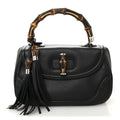 Calfskin Medium New Bamboo Top Handle Bag Black