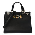 Grainy Calfskin Medium Zumi Top Handle Bag Black