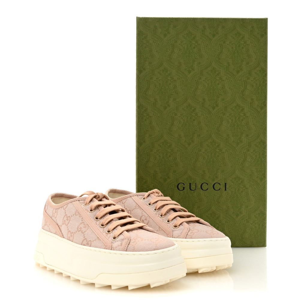 GG Monogram Womens 1977 Tennis Platform 52mm Sneakers 36 Skin Rose