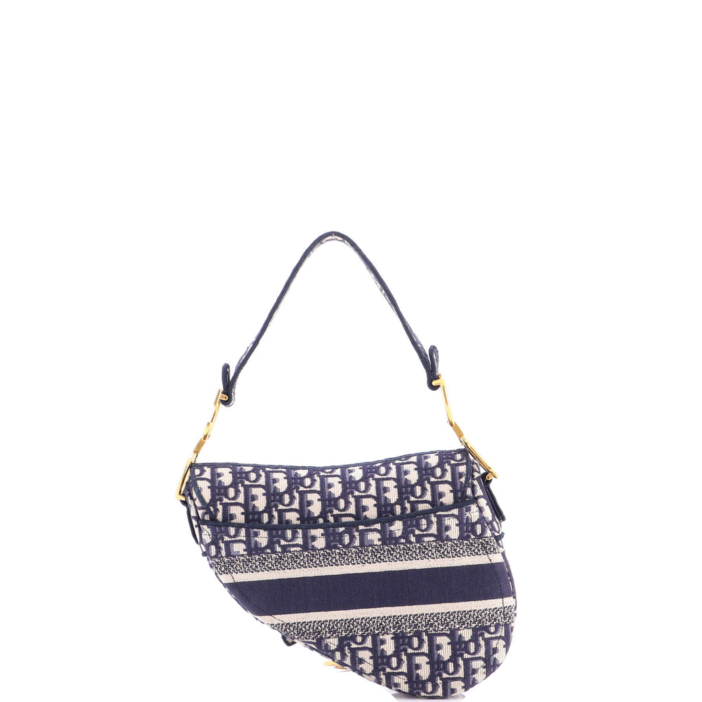 Saddle Handbag Logo Embroidered Oblique Canvas Medium