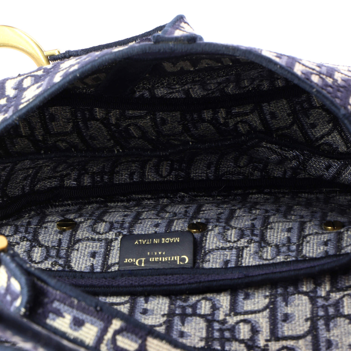 Saddle Handbag Logo Embroidered Oblique Canvas Medium