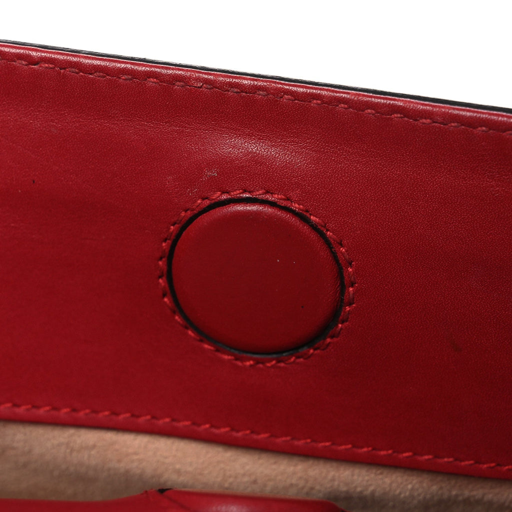 Nappa Bamboo Web Small Nymphaea Top Handle Bag Hibiscus Red